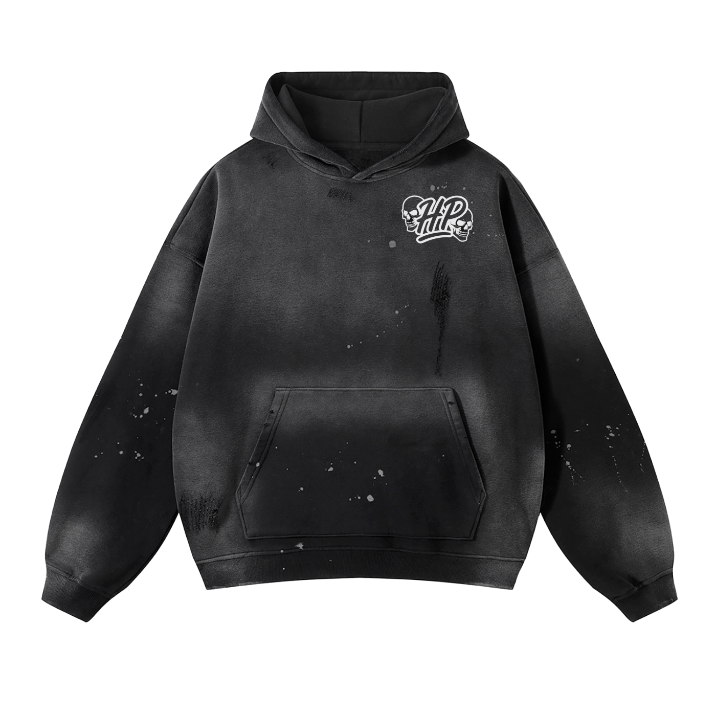 Vintage Wash Frayed Fleece Hoodie - 360 GSM